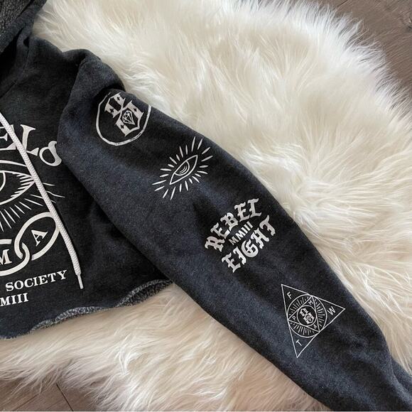 Rebel 8 Secret Society PMA Grey Cropped Hoodie Sweatshirt S - Picture 3 of 6